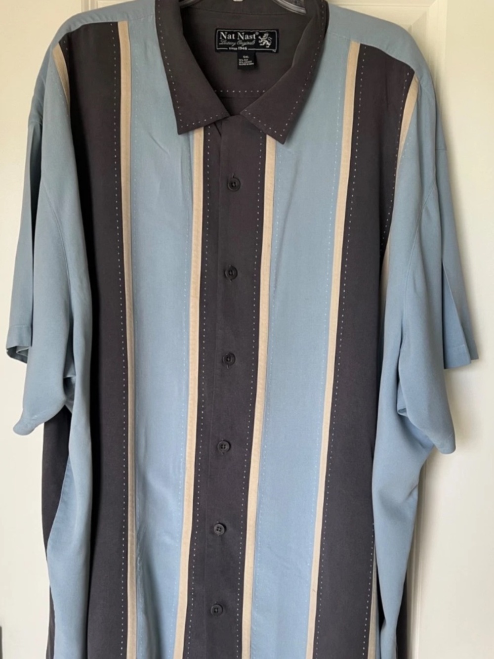 Nat Nast Shirt Men's Size 5XL Silk Viscose Bowling Camp Button Up Short Sleeve